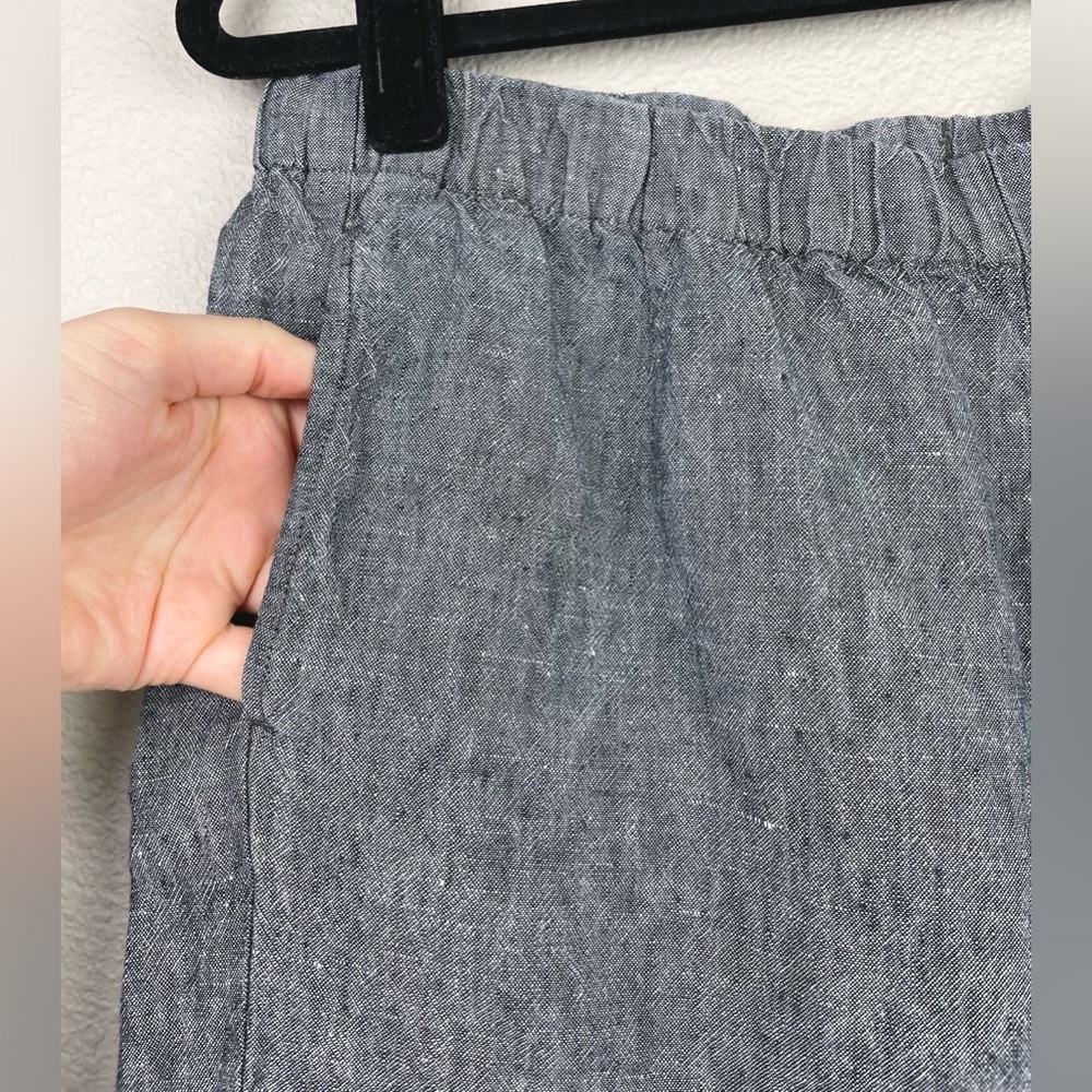 J.Jill Women's Medium Petite 100% Love Linen Grey Capris Pull On Elastic Pants - Picture 4 of 11
